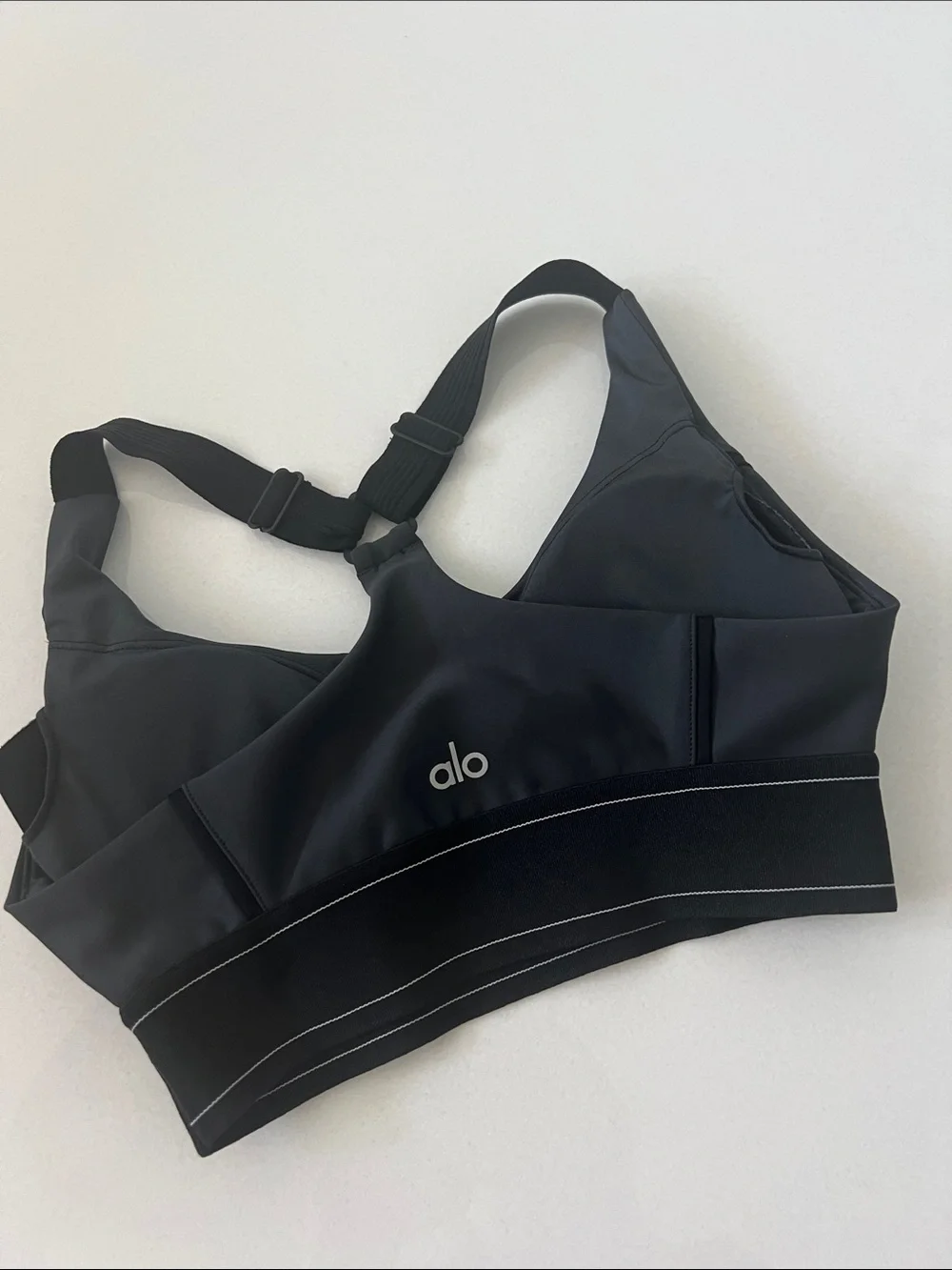 ALO Yoga Black Sports Bras with White Trim Duo bundle XS